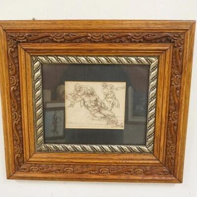 1259	FRAMED PRINT OF OLD MASTERS DRAWING 17 1/2 IN X 15 1/4 IN 
