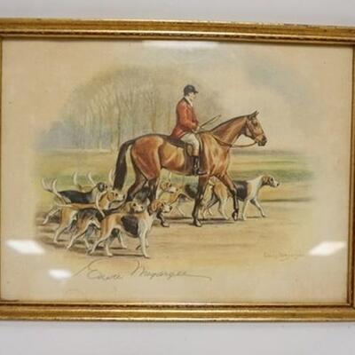 1173	EDWIN MEGARGEE HUNT PRINT. NY ARTIST (1883-1958) ARTWORK ORIGINALLY DONE FOR FIELD & STREAM. 12 3/4 IN X 9 3/4 IN INLCUDING FRAME
