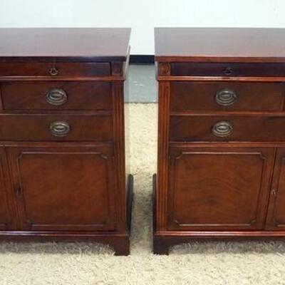 1076	PAIR OF DREXEL *NEW TRAVIS COURT COLLECTION* MAHOGANY CABINETS. 36 IN W, 19 IN DEEP, 34 IN H 
