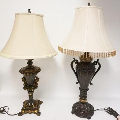 1135	2 TABLE LAMPS ONE HAS A MARBLE BASE THE OTHER HAS TWO MARBLE RINGS
