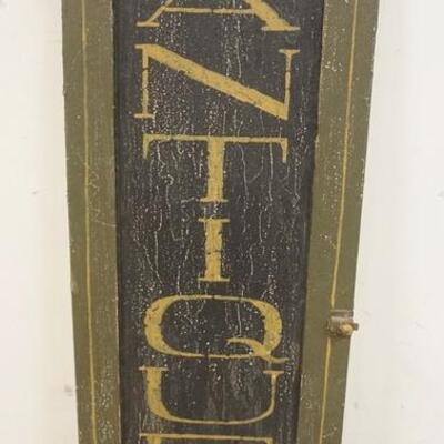 1275	ANTIQUE SIGN MADE FROM PANELED DOOR, 13 IN X 36 IN 
