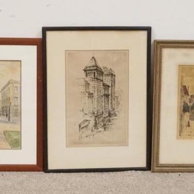 1280	LOT OF 3 CITYSCAPE PRINTS, LARGEST IS 13 3/4 IN X 18 3/4 IN INCLUDING FRAME. ALL ARE PENCIL SIGNED
