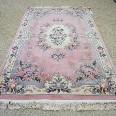 1141	NICE CHINESE PINK & CREAM FLORAL RUG 4 FT 8 IN X 7 FT 9 IN 
