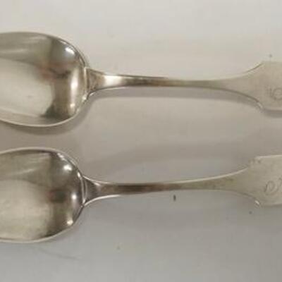 1170	2 COIN SILVER SPOONS J.W CORTELYOW NJ SILVER SMITH. 1.025 TROY OUNCES, 5 1/2 IN L 
