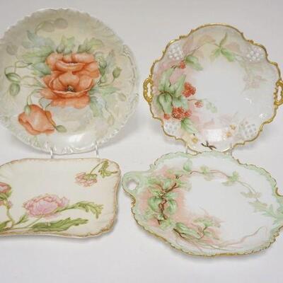 1263	4 PIECES OF HAND PAINTED CHINA INCLDUING FRENCH, GERMAN & BAVARIAN. LARGEST PLATE IS 12 IN 
