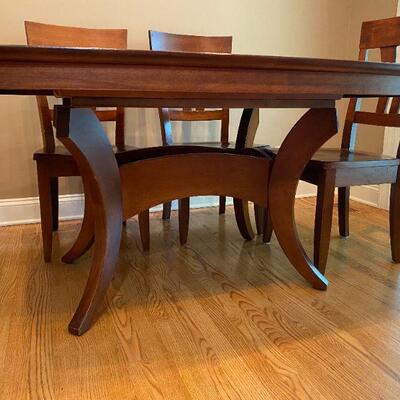 Porcelain Tile Table-  Chestnut Finish-  Boatshape, cresent base, caffe tile w/ Capri accents