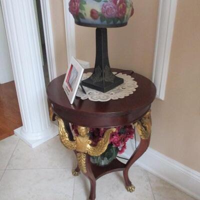 Stunning Rosewood End Table with Gold Accent Tables 