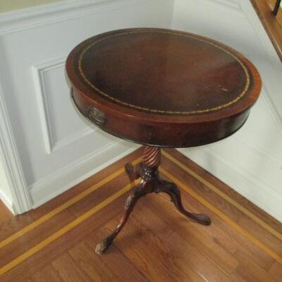 Leather Top Drum Tables 