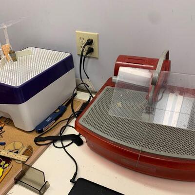 Glass cutter and grinder as well as lots of craft glass and tools
