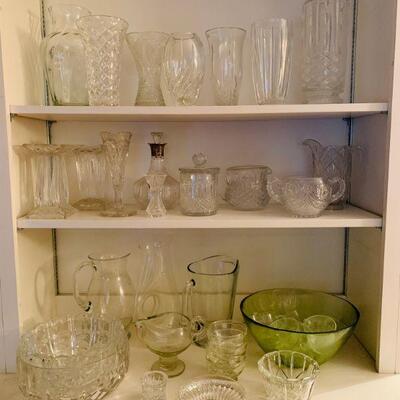Glassware, vases, pitchers, miscellaneous