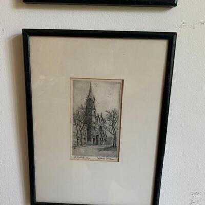etchings by James Swann, scenes of Chicago