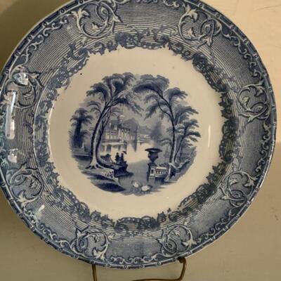 antique plate, blue and white, transferware, made in England, Wedgwood