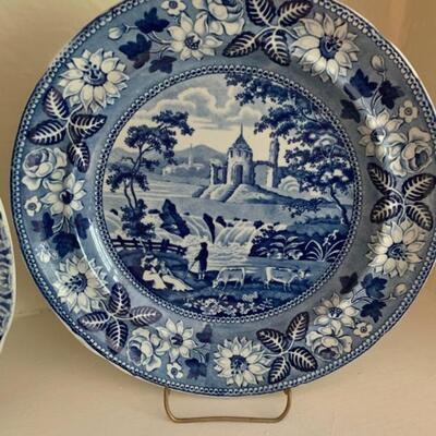 antique plate, blue and white, transferware, made in England