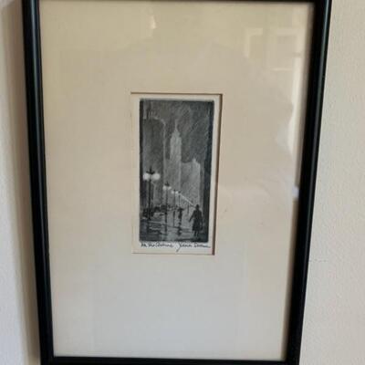 etchings by James Swann, scenes of Chicago