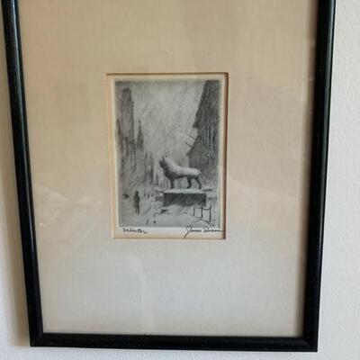 etchings by James Swann, scenes of Chicago