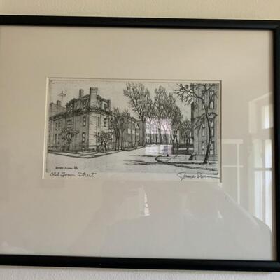 etchings by James Swann, scenes of Chicago