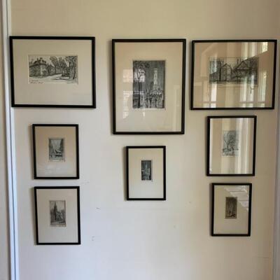 etchings by James Swann, scenes of Chicago