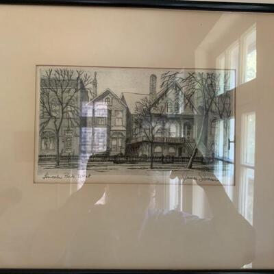 etchings by James Swann, scenes of Chicago