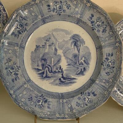 antique plate, blue and white, transferware, made in England