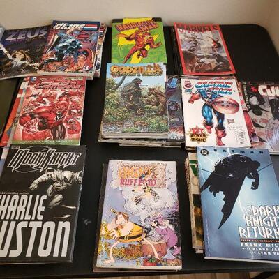 Comic books and lots of Marvel items and other books and mags