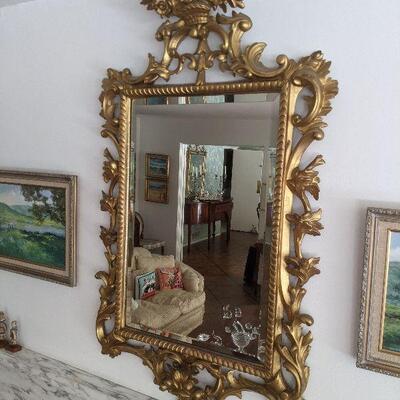 Antique Rococo gilded mirror
