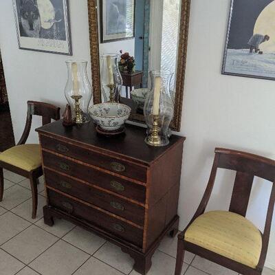 Antique chairs and chest of drawers