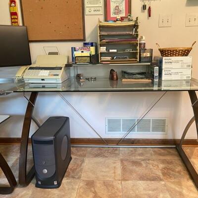 Glass Top Modular Corner Desk - 30"H x 27.5"D x Sides are 68" & 82" - $140