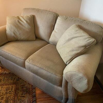 Olive Sherill Love Seat X2 - 37"H x 64"W x 35"D - $130 & $110 (as is)