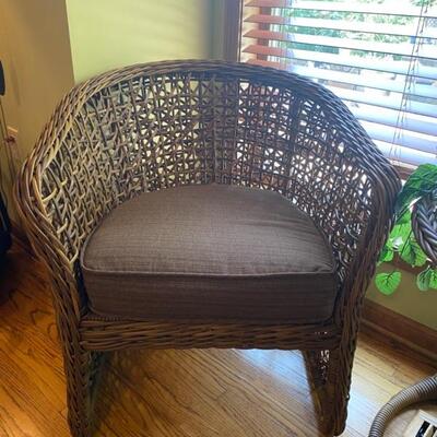 3PC Rattan/Wicker Bistro Set - 30"H x 27"W x 29"D (Chairs) + 25"H x 22"R (Table) - $150