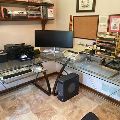 Glass Top Modular Corner Desk - 30"H x 27.5"D x Sides are 68" & 82" - $140