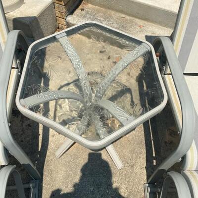 5PC Patio Set - 2 x Chairs + 2 x Ottoman + 1 x Hexagon Glass Top Table - $125