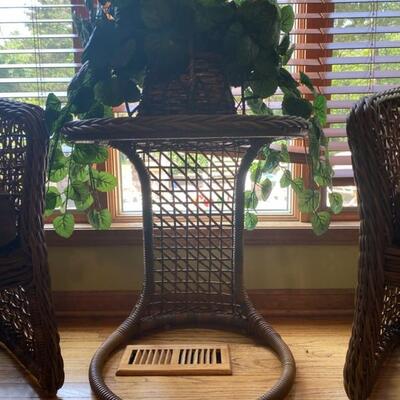 3PC Rattan/Wicker Bistro Set - 30"H x 27"W x 29"D (Chairs) + 25"H x 22"R (Table) - $150