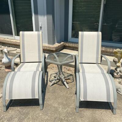 5PC Patio Set - 2 x Chairs + 2 x Ottoman + 1 x Hexagon Glass Top Table - $125