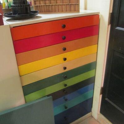 PRESALE ITEM: $450  - ANTIQUE FLAT-FILE STORAGE MULTIPURPOSE.  