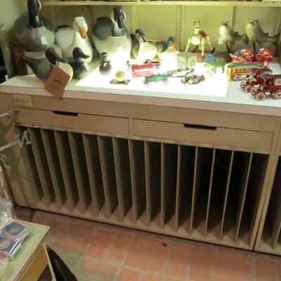PRESALE ITEM - $500    Countertop w/ verticle& drawer storage w/ light table.