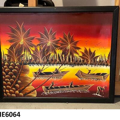 ME6064: J Rank Oil on Canvas Men in Boat
