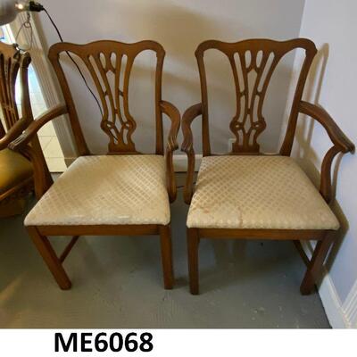 ME6068: Pair of Wood Captain's Chairs Chippendale
