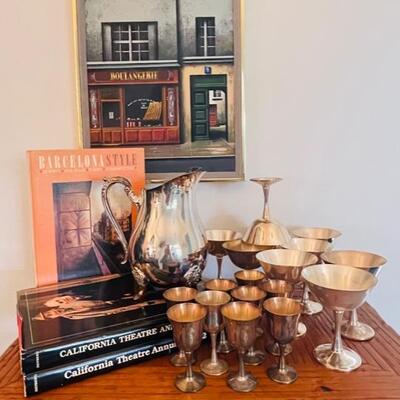 Silver goblets and pedestal dessert bowls