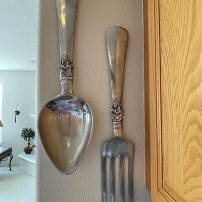 Large decorative spoon and fork