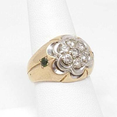 #510 • 14k Gold Ring With Diamonds,  weighs approx 10.2g approx size 8.5.