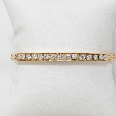 #504 • 14k Gold Bracelet With Diamonds,  weighs approx 19.9g size 1/8. 