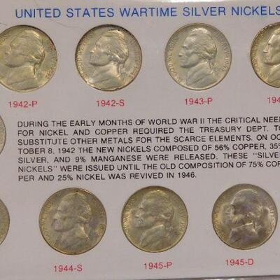 United States Wartime Silver Nickels