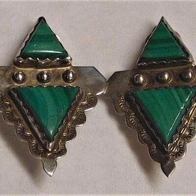 Sterling Malachite Earrings 