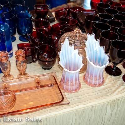 Tables of VINTAGE Glassware