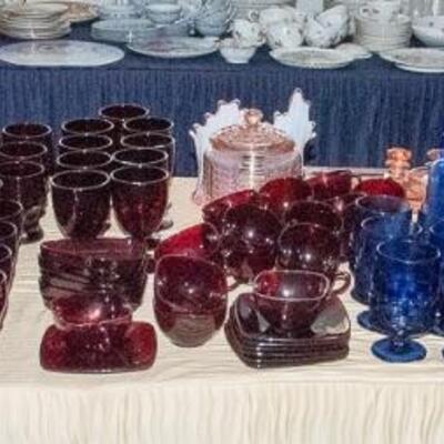 Tables of VINTAGE Glassware