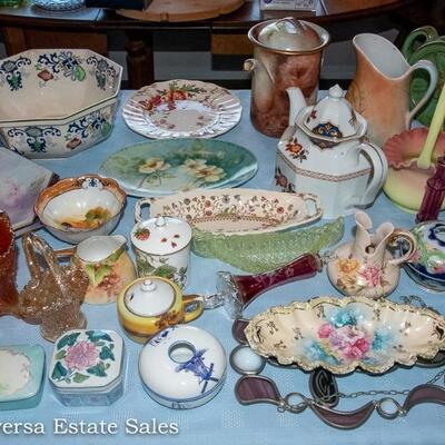 Tables of VINTAGE Ceramics and Glassware