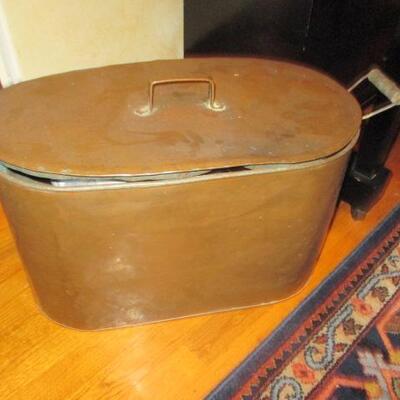 Copper Boiler with Lid Wash Tub/Log Holder 