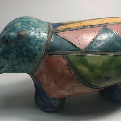 https://www.ebay.com/itm/114889036488	ME7005 South African Raku Pottery Hippo Figurine (light jade head) (large)
