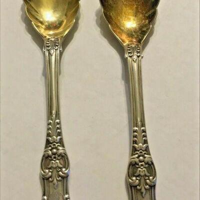 ME1012 STERLING SILVER TIFFANY PAIR OF GOLD TONE SCALLOPED SPOONS	https://www.ebay.com/itm/124814876350
