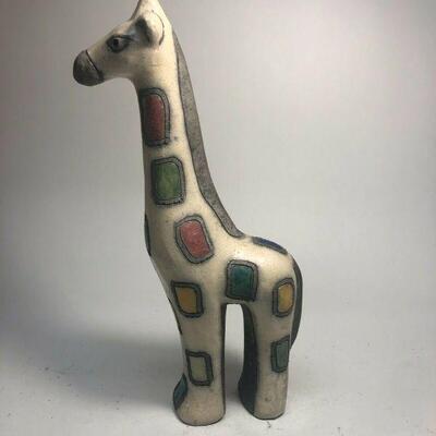 https://www.ebay.com/itm/124808631781	ME7016 South African Raku Pottery Giraffe Figurine (small)
